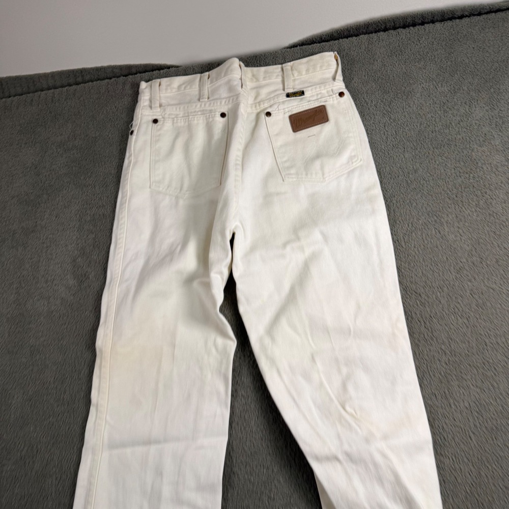 Vintage Wrangler 936WHI Cowboy Cut Slim Fit White Jeans Made in USA 31x38